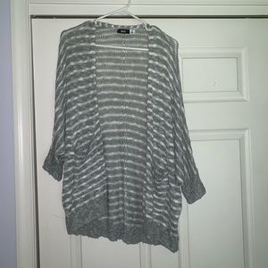 grey and white striped BDG cardigan